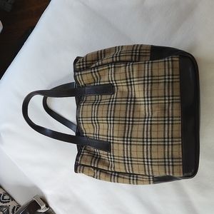 Roots Plaid Wool & Leather Tote